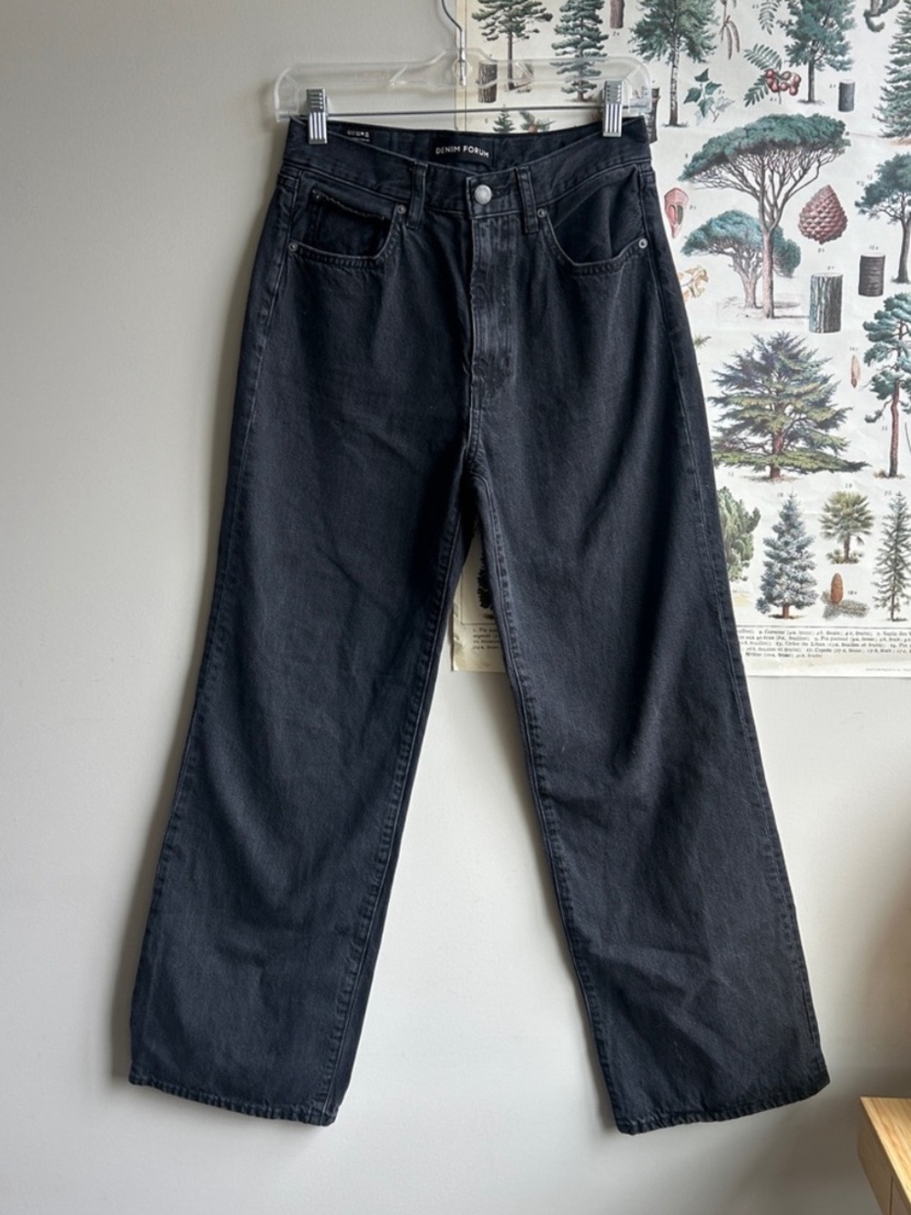 Denim Forum The Farrah Hi-Rise Wide Jeans Black 27